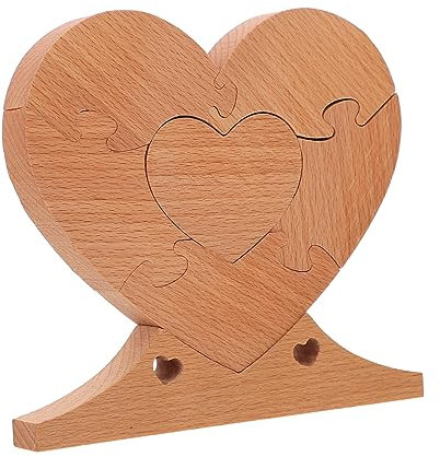 Abaodam 1stk Hölzernes Herz-Patchwork Namen Aus Holz Herzen Aus Holz Hochzeitspuzzle Herz Aus Holz Leeres Herzrätsel Familien-Herz-Puzzle Denksport-Herz-Puzzle Haushalt 3D Anpassen