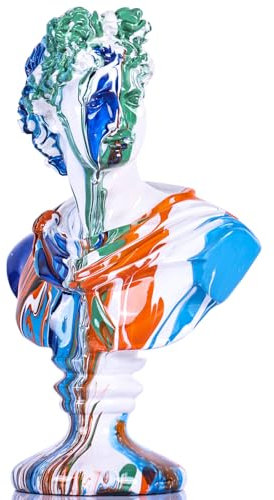 XMGZQ David Statue,Apollo Büsten Statue,Klassische Griechische Mythologie David Kopf,Römisches Büste Statue,Marmorharz,Blau,30 cm,Michelangelo Home Dekoration,Skizze Praxis Geschenk