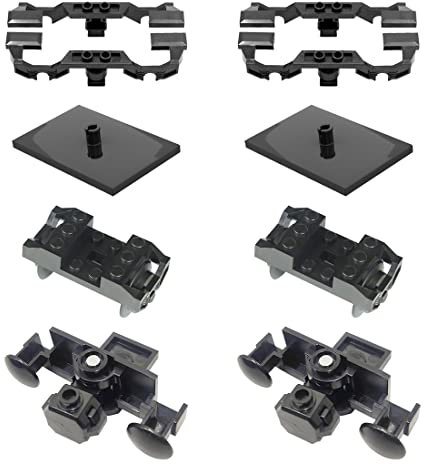 Lumitex Ersatzteile Zug Set, 10 Teile Eisenbahn Rad Schwarz Drehgestellplatten Magnet Pufferstrahl, 9V Motor Steine Teile, Klemmbausteine Set