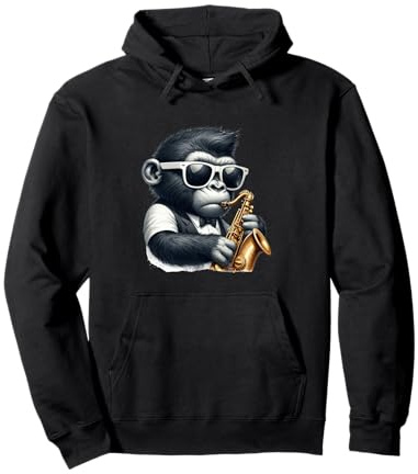 Lustiges Tier mit Saxophon Pullover Hoodie