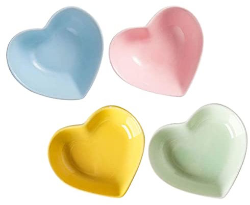 Milisten 4pezzi Ciotole Ceramiche Forma Di Cuore Per Salse E Condimenti Piatti Mini Multiuso Per Antipasti E Dessert Per Ristoranti E Famiglie Design Elegante E Pratico Resistente Caldo E Freddo