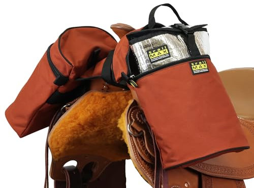 TrailMax Große Horn-Satteltaschen; Horn-Satteltaschen für Pferde; Trail-Reits-Satteltaschen für Western- & Endurance-Sättel; doppelt genäht, 600-Denier-Poly-Satteltaschen; Rost