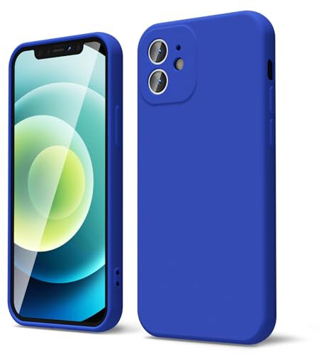 oakxco for iPhone 12 Case Liquid Silicone, Soft Rubber Gel Elegant Aesthetic Basic Simple Cover, Cute Thin Slim TPU Matte Solid Color Plain Smooth Case for Women Men Boy, Royal Blue