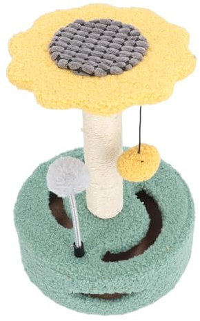 Poste Rascador para Gatos con Forma de Flor Postes Rascadores para Gatos con Bolas Colgantes Interactivas Rascador Divertido para Gatos con Bolas Interactivas Plataforma de Percha Acogedora(Amarillo)