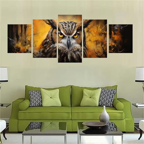 5D Diamond Painting 5 Teilig Kombination Full Kits, Diamond Painting Bilder DIY Diamond Painting Erwachsene Kristall Strass Stickerei Handwerk für Haus Wand Dekoration Geschenk (Adler Tier) XU-603