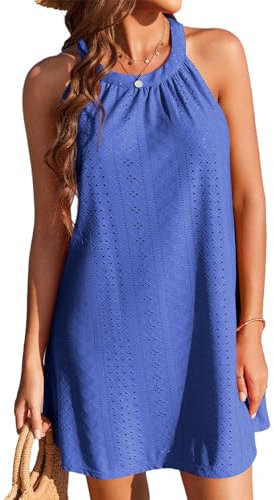 Zetieny Copricostume Donna Vestito Mare Casual Abito da Spiaggia Bikini Cover Up Estivi Senza Maniche Corte Spiaggia Vestiti da Vacanza Beachwear Beach Dress