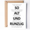 KAMEWI® Grußkarte ALT UND RUNZLIG | Klappkarte mit Briefumschlag aus Kraftpapier | Lustiges Geschenk Runder Geburtstag Geburtstagskarte