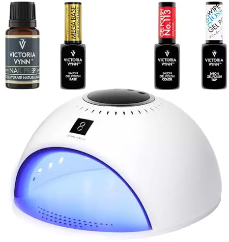 Victoria Vynn Hybrid Gel Polish Set - Desert Kiss, Mega Base Clear, Top Shine and Nail Prep Specialist - Perfect for LED and UV Lamps (King of Red)