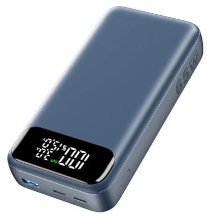 BRENCIL Power Bank 20000mAh, 65W Batería Externa Carga Rápida para Laptops, Cargador Portátil PD3.0 QC4.0 con USB C Input & Output para iPhone 16/15/14/13/12 Pro MAX Galaxy Tablet