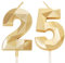 25th Birthday Candles Gold Number for Cake - Toppers for 25 Year Old Girls, Her, Him, Women, Men