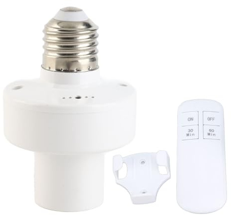 Qcwwy Douilles de Lumière Supports de Lampe Support de Lampe à Visser sans Fil avec Minuterie de 30 à 60 Minutes pour Chambre à Coucher Salon de Table Murale Télécommande Douille d'ampoule E26 E27