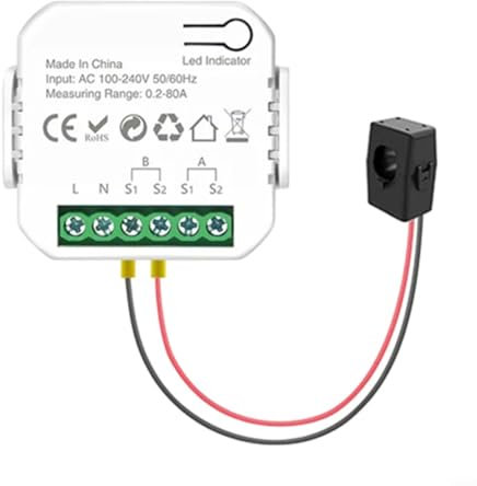 HOHOVYVY Smartmeter,Stromzähler Auslesen Wlan,Für-Tuya Wifi Smart Power Meter Mit Stromwandler Klemme Energie Überwachung(1CT)