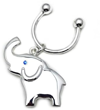 Generico Hochwertiger Schlüsselanhänger Elefant aus versilbertem Metall, silber / schwarz, nessuna