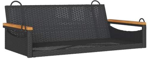 HETFTJN Bänke Sitzbank Flur Lounge Sessel Outdoor Balkon Sessel - Hängebank Schwarz 109x62x40 cm Poly Rattan für Balkon Garten Terrassen Park