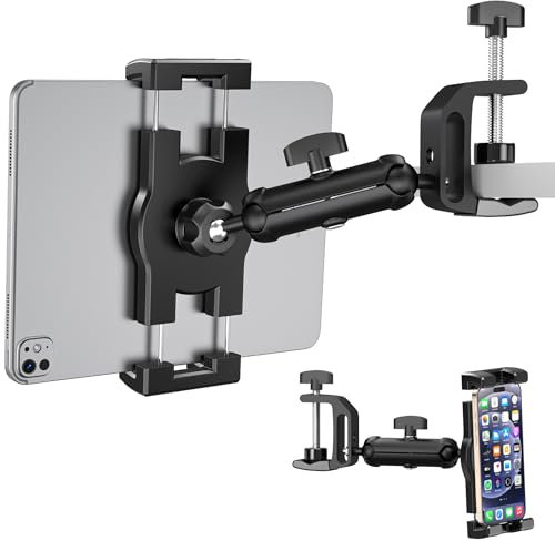 TeQable Kitchen Cabinet Tablet Holder, Multi-Angle Adjustable Aluminum Alloy Arm Mount,No Drilling Hole
