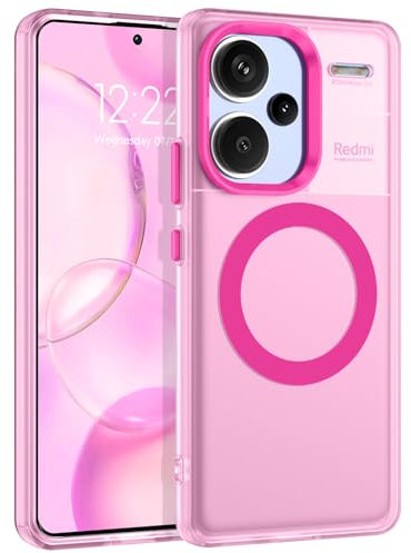 VENINGO Magnetica Cover per Xiaomi Redmi Note 13 Pro+ 5G Custodia Compatibile con MagSafe Cover Traslucida Opaca Silicone Tpu Custodia per Xiaomi Redmi Note 13 Pro Plus 5G 6,67 Pollice Rosa Caldo