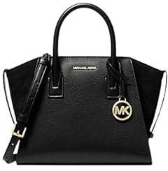 Michael Kors Avril Small Logo and Leather Satchel Black, Schwarzes Wildleder, Small