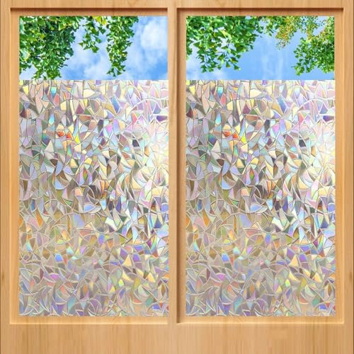 Fenster Sichtschutz 30 x 270 cm, Privatsphäre, Anti Uv, Haftend Ohne Klebstoff, Sonnenschutz, Splitterschutzfolie für Fenster, Halbmond