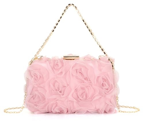 LHHMZ Damen Elegante Rose Clutch Blume Abendtasche Braut Hochzeit Clutch Floral Geldbörsen Party Prom Handtaschen