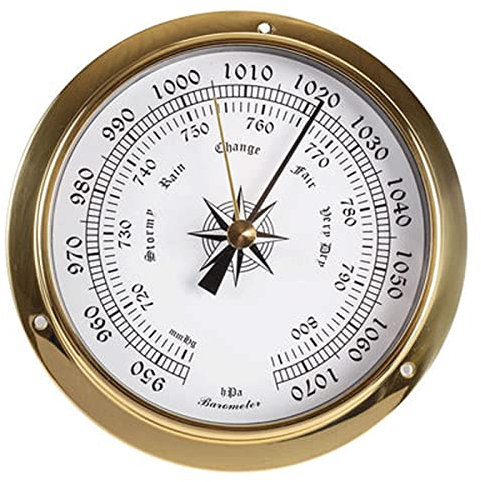 Traditionelles Barometer, Barometer-Thermometer, Wanddekoration aus poliertem Messing