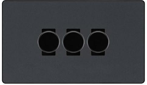 BG Evolve Matt Grey 3 Gang Custom Grid Dimmer Light Switch PCDMG83B