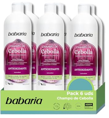 Champu Cebolla Babaria Pack 6 - Champu De Cebolla Babaria X6 700ml | Champú Cebolla Antioxidante | Shampoo De Cebolla Sin Olores