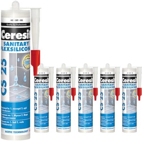 Sanitär Silikon Sand Beige für Innen und Außen Bad und Küche - Schimmel und Pilzschutz- UV- Beständig gegen Reinigungsmittel - dauerhafte Elastizität Bahama Beige (6 x 280ml)
