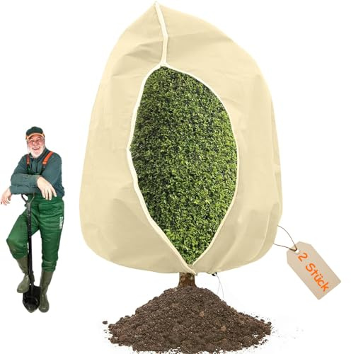 TOFFCAEA Winterschutz für Pflanzen, Frostschutz Kälteschutz Pflanzenschutzsack für Kübelpflanzen, mit Reißverschluss, Atmungsaktiv, Reißfest,für Baum Palmen Balkonpflanzen (280x300cm, 2 Stück)