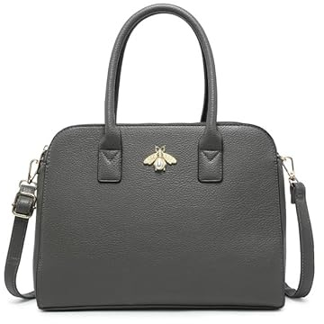 JFY Bee Badge Triple Top Zipped Compartments Tote Bag