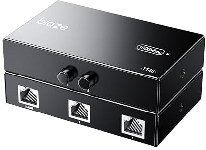 biaze TT48 1000Mbps Network Switch 2-in 1-Out, Manual RJ45 LAN Selector for Internet, No Need Plug/Unplug, Gigabit Ethernet Sharing Box for PC, Desktop, Laptop, Xbox, PS5
