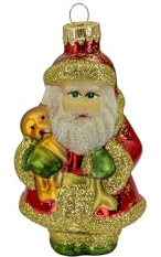 Krebs Glas Lauscha - Weihnachtsdekoration/Christbaumschmuck aus Glas - Minifigur Teddy - Weihnachtlicher Stil - Größe: ca. 9 cm