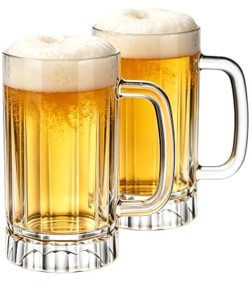 HAOHEJIA 2er Set Biergläser 0.62 Liter/Plastik Bierkrug mit Henkel/Stabiler Bierkrüge/Bierseidel/Klarsichtige große Bierkrüge aus Plastik für Bargetränke/Beer Mugs