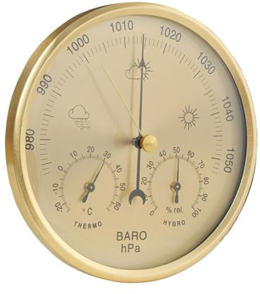 FytStycale 3-in-1-, traditionelle Wetterstation fürs Büro, tragbares, leichtes Thermometer, Golden