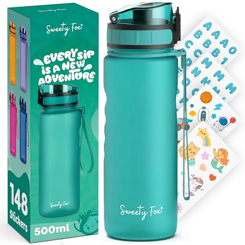 Sweety Fox - Botella para Niños - 500ml - Botella Agua Niños Sin BPA | 100% Hermética · Para Bebidas con Gas con Infusor de Frutas · Verde