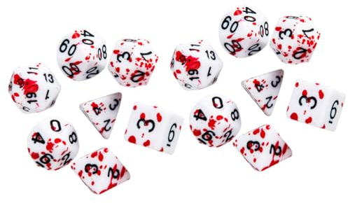TOYANDONA 14 Pcs Blood Splatter Acrylic Irregular Dice Set, Lightweight and Easy to Carry Gaming Dice for Board Game and Meaningful Festivals