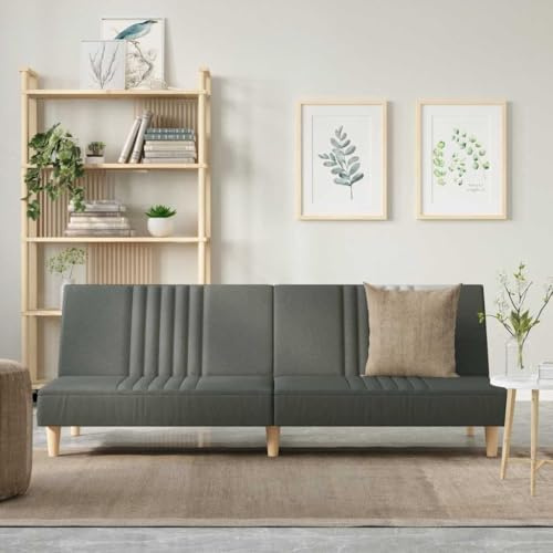 Kaloriko Schlafsofa Dunkelgrau Stoff mit Schlaffunktion und Verstellbarer Rückenlehne 200x89x70 cm Wohnlandschaft Couch mit robustem Sperrholzrahmen platzsparend gemütlich für Gästezimmer Büro Lounge