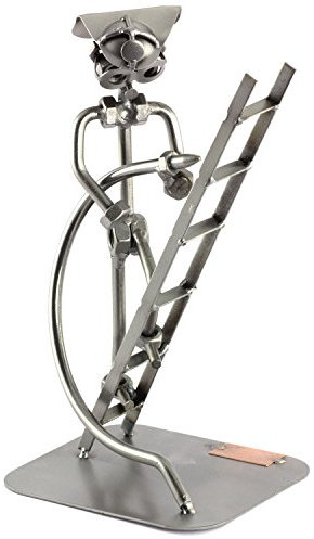 Steelman24 I Omini di Viti Vigile del Fuoco con Scala I Idee Regalo Originale I Soprammobili in Metallo I Modellino