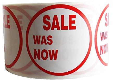 500x RED Sign Sale was Now SELF Adhesive Stickers Sticky Labels Swing Labels for Retail Price Display