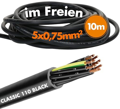 Lapp 1120237 Ölflex Classic 110 Black 0,6/1kV PVC tubo di controllo 5 x 0,75 mm² con conduttore di protezione, esterno I ignifugo, cavo a 5 fili, cavo di collegamento 5 G0,75