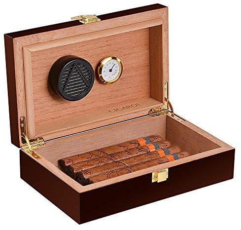 Volenx Humidor, Handgefertigter Humidor Zigarren, Zigarrenetui mit Befeuchter für 4-10 Zigarren, Geschenke für Männer (Zigarre Nicht Enthalten)