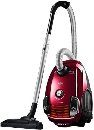 AEG VX6-2-CR-A Staubsauger mit Beutel / ideal für Haustierbesitzer / inkl. Zusatzdüsen / Hart- und Teppichböden / 800 Watt / 9 m Aktionsradius / ergonomischer Handgriff / neue technische Version / rot