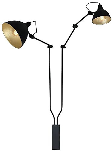 Licht-Erlebnisse Schwarz Gold Wandlampe Metall flexibel 2-flammig E27 Wand Lampe Modern Leseleuchte Design