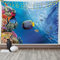 ABAKUHAUS Ocean Life Wandteppich und Tagesdecke, Unterwasser Fisch Meer aus Weiches Mikrofaser Stoff Waschbar ohne Verblassen Digitaldruck, 230 x 140 cm, Meerblau