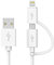 Apple MFi Certified 2 in 1 iPhone Charger Lightning Cable and Micro USB to USB Charger Cord, Compatible iPhone X, 8, 8 Plus,7 Plus, Android Data Cable 2 in 1 White(6FT)