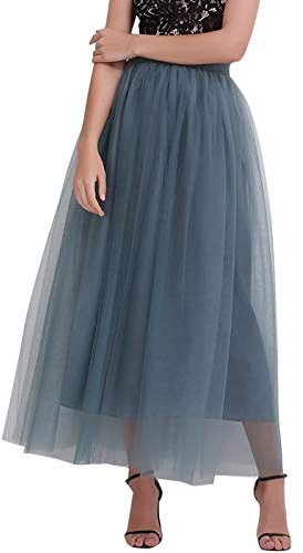 FEOYA Damen Retro Lange Rock Hohe Taille Mehrschicht Tutu Tüllrock Retro Ballett Blase Crinoline Unterrock