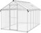 Outsunny 6 x 10ft Polycarbonate Greenhouse with Rain Gutters, Large Walk-In Green House with Door and Window, Garden Plants Grow House with Aluminium Frame and Foundation