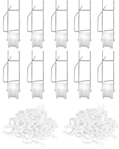 Greenhouse Trellising Kit 10PCS Plant Roller Hooks with 100PCS Tomato Support Clips for Tomato,Plant, Greenhouse,Flower Vine Twine Crop Trellis Kits