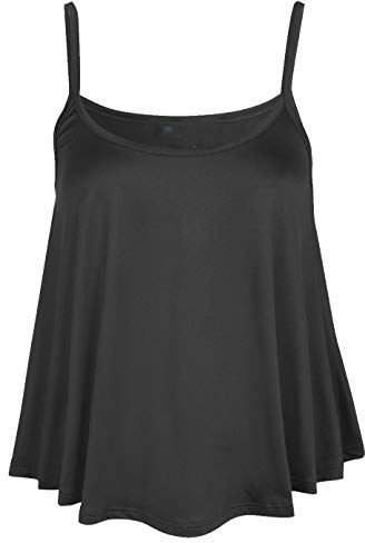 Womens Ladies Camisole Cami Plain Strappy Swing Vest Top Flared Sleeveless Plus Size