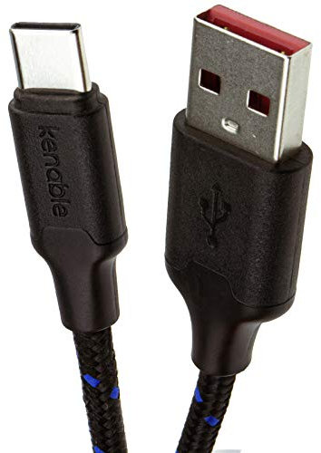 Trenzado 20AWG USB A a Tipo C USB-C rápido Charge 3A+ Carga Cable 1 m Negro [1 metros/1m]