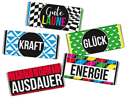 STEINBECK 5 mal Mini Schokolade Prüfung Geschenk Viel Glück Glücksbringer Energie Kraft Ausdauer Gute Laune Mitgebsel Abitur Stresskiller